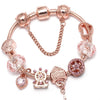 Silver Key & Lock Pendant Cham Bracelets With Rose Gold Chain Fit Fine Bracelets & Bangle For Women Lover Jewelry Dropshippng