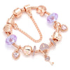 Silver Key & Lock Pendant Cham Bracelets With Rose Gold Chain Fit Fine Bracelets & Bangle For Women Lover Jewelry Dropshippng